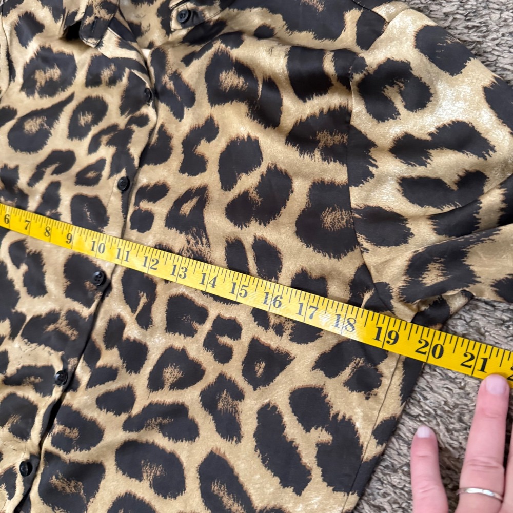 Forever‎ 21 Leopard Print Button Down Shirt Dress Women's Size Medium - Picture 6 of 7